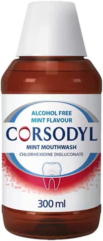 Corsodyl 0.2% Gum Disease & Bleeding Treatment Mouthwash, Alcohol Free, Mint Flavour, 300 ml